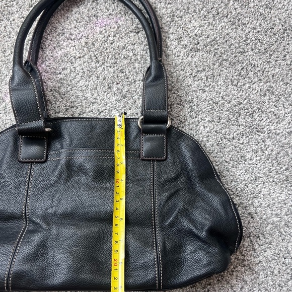 Tignanello Black Pebbles Leather Handbag Medium Size Silver Hardware - Picture 10 of 11